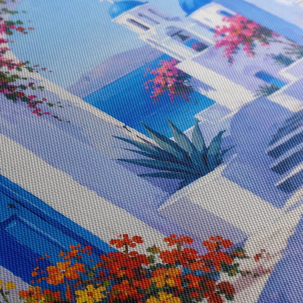 Quadro su tela – Angolo mediterraneo con cupola blu