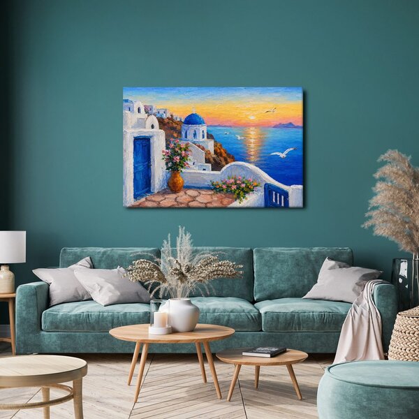Quadro su tela – Costa greca al tramonto