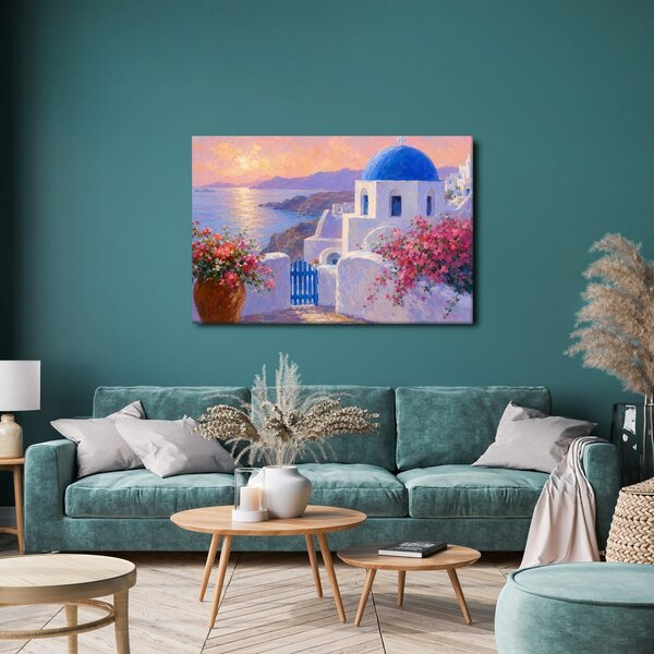 Quadro su tela – Costa di Santorini al tramonto
