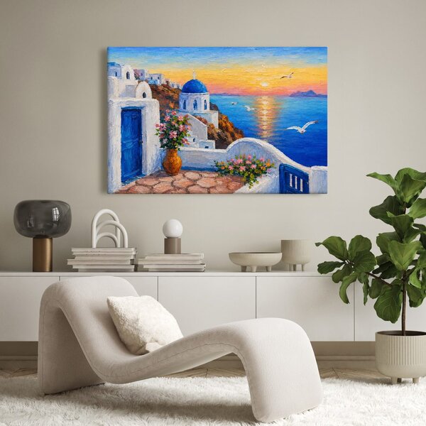 Quadro su tela – Costa greca al tramonto