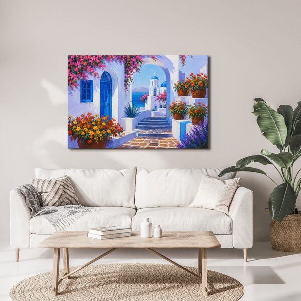 Quadro su tela – Angolo mediterraneo con cupola blu
