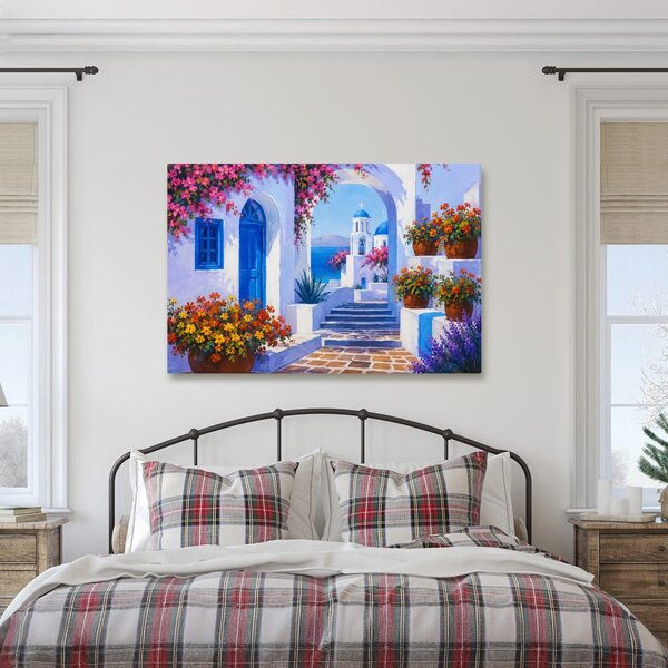 Quadro su tela – Angolo mediterraneo con cupola blu