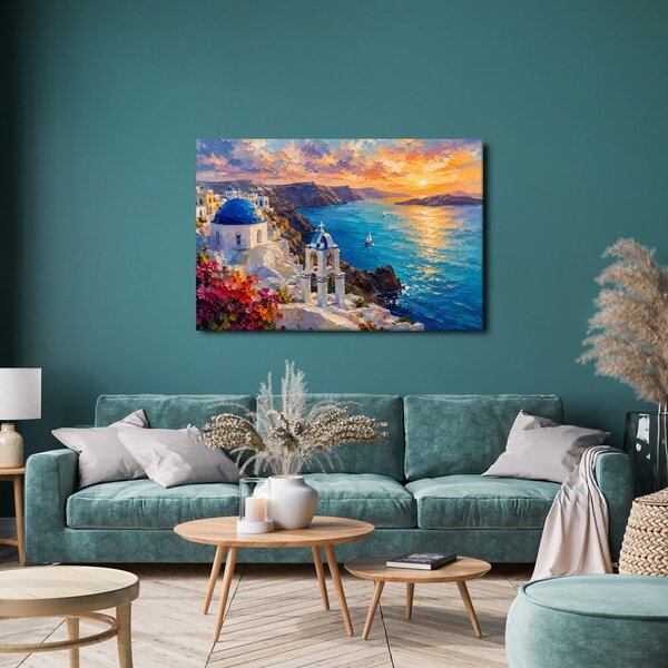 Quadro su tela – Costa di Santorini al tramonto