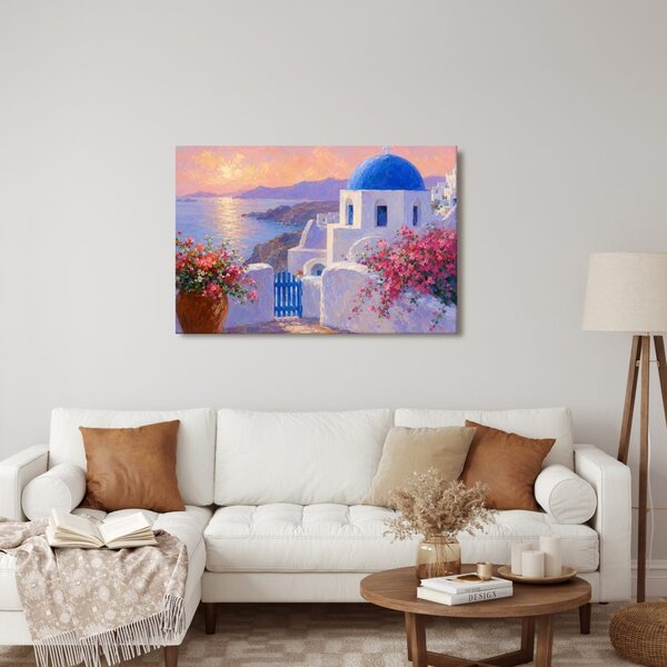 Quadro su tela – Costa di Santorini al tramonto