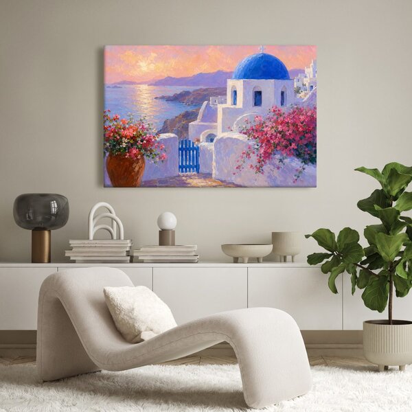 Quadro su tela – Costa di Santorini al tramonto