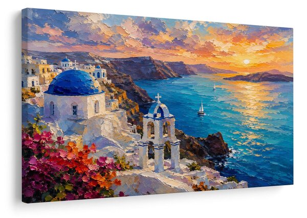 Quadro su tela – Costa di Santorini al tramonto