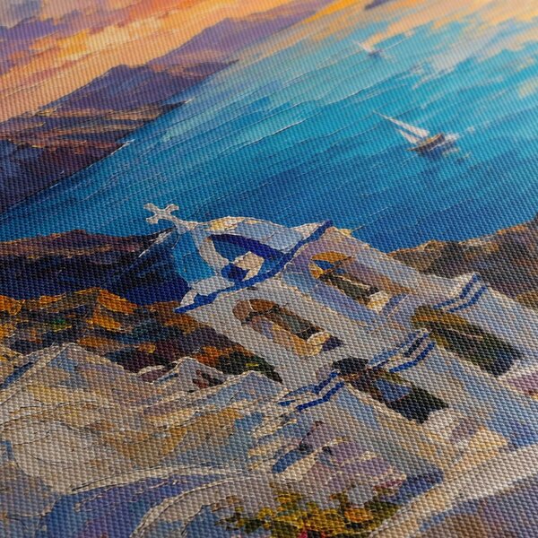 Quadro su tela – Costa di Santorini al tramonto