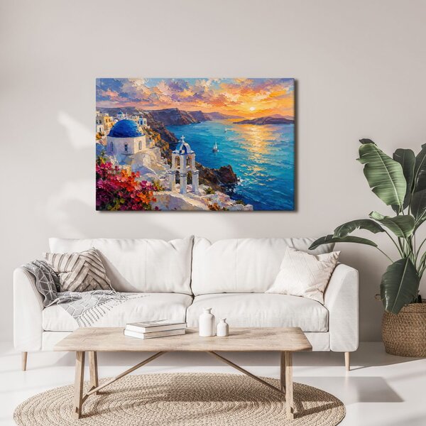 Quadro su tela – Costa di Santorini al tramonto