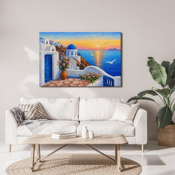 Quadro su tela – Costa greca al tramonto