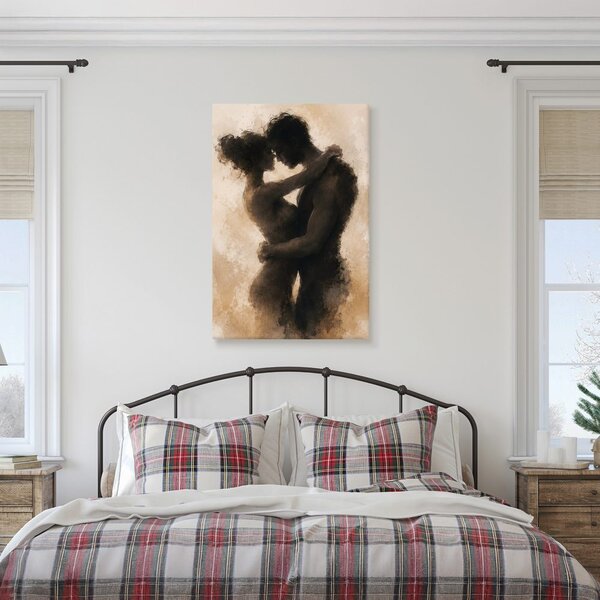 Quadro su tela – Silhouette intima di coppia innamorata