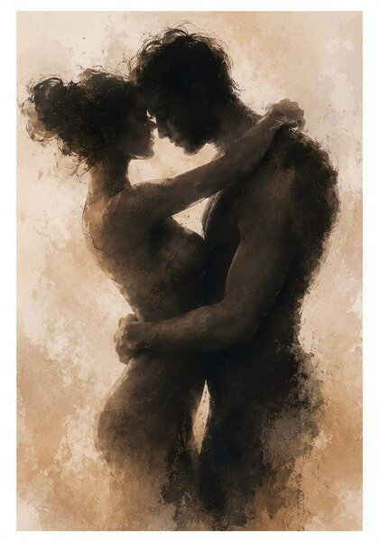 Quadro su tela – Silhouette intima di coppia innamorata