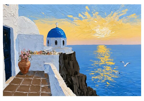Quadro su tela – Chiesa greca sul mare