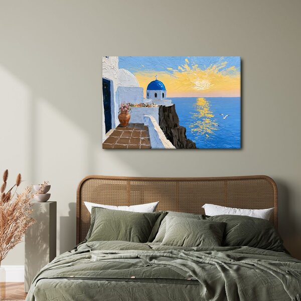 Quadro su tela – Chiesa greca sul mare