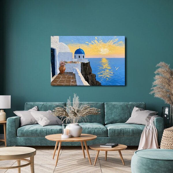 Quadro su tela – Chiesa greca sul mare