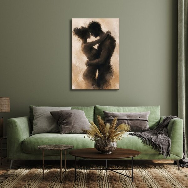 Quadro su tela – Silhouette intima di coppia innamorata
