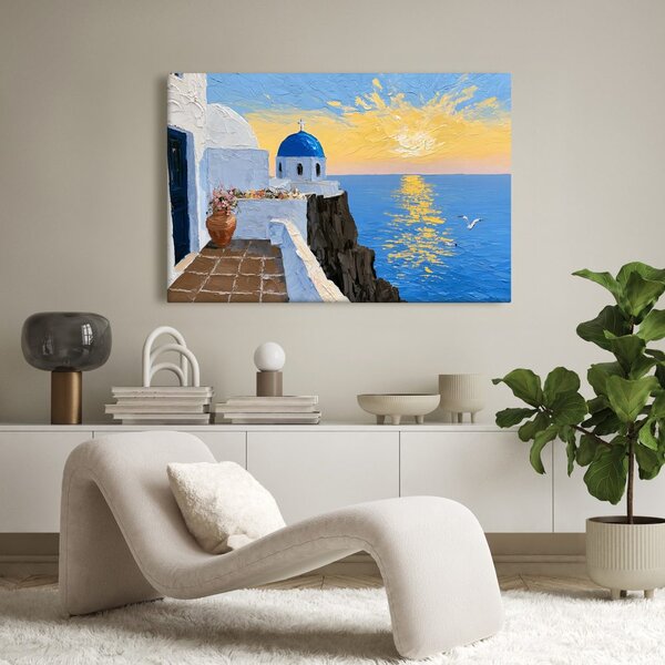 Quadro su tela – Chiesa greca sul mare