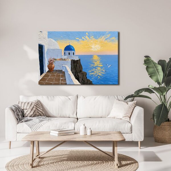 Quadro su tela – Chiesa greca sul mare