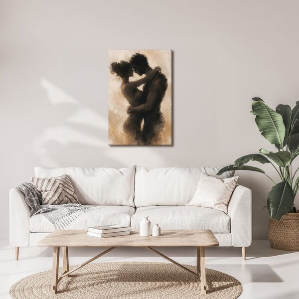 Quadro su tela – Silhouette intima di coppia innamorata
