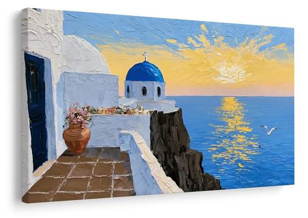 Quadro su tela – Chiesa greca sul mare