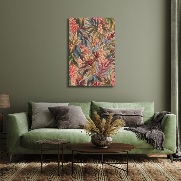 Quadro su tela – Foglie tropicali nei toni pastello