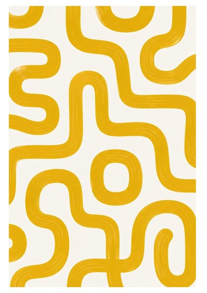 Quadro su tela – Curve organiche in giallo