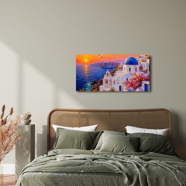 Quadro su tela – Casette greche al crepuscolo