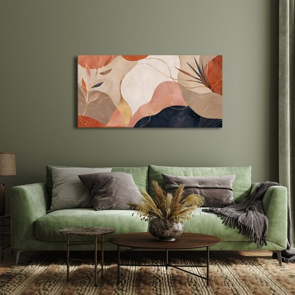 Quadro su tela – Composizione moderna di foglie e curve