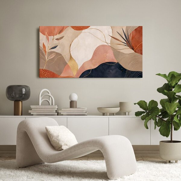 Quadro su tela – Composizione moderna di foglie e curve