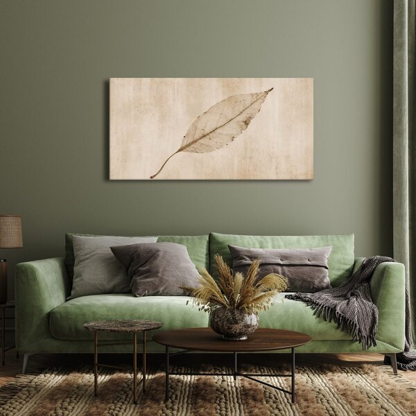 Quadro su tela – Foglia essiccata su sfondo chiaro