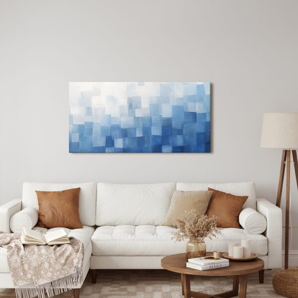 Quadro su tela – Quadrati blu stratificati nella nebbia
