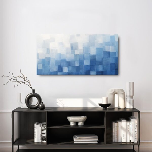 Quadro su tela – Quadrati blu stratificati nella nebbia