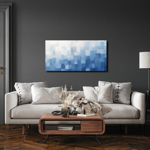Quadro su tela – Quadrati blu stratificati nella nebbia