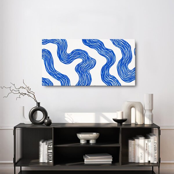 Quadro su tela – Linee ondulate blu dinamiche