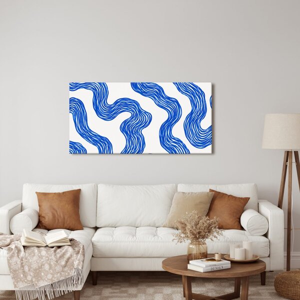 Quadro su tela – Linee ondulate blu dinamiche