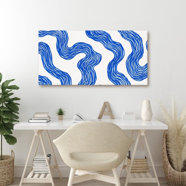 Quadro su tela – Linee ondulate blu dinamiche