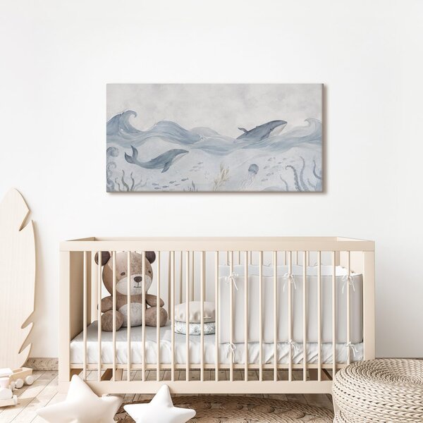 Quadro su tela – Mondo sottomarino con balene