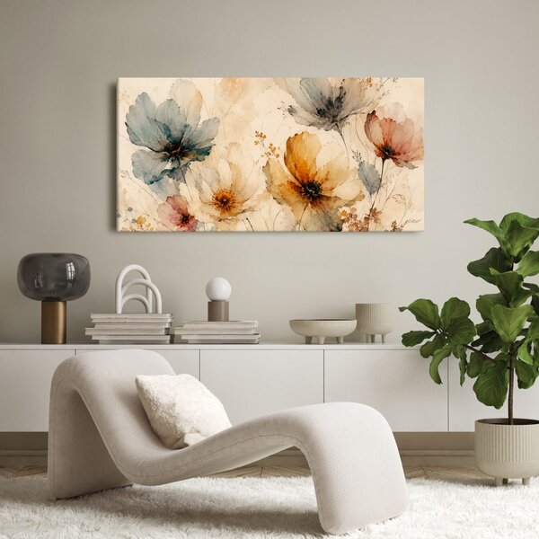 Quadro su tela – Fiori pastello su sfondo chiaro