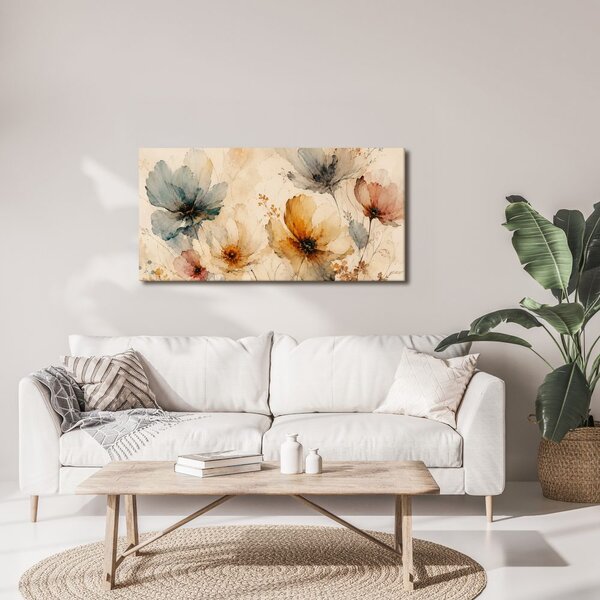 Quadro su tela – Fiori pastello su sfondo chiaro