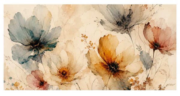 Quadro su tela – Fiori pastello su sfondo chiaro