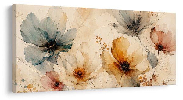 Quadro su tela – Fiori pastello su sfondo chiaro
