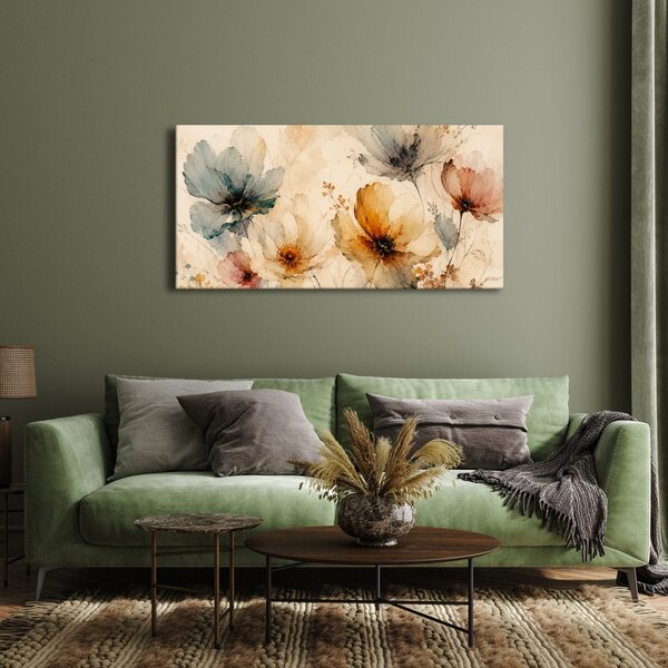 Quadro su tela – Fiori pastello su sfondo chiaro