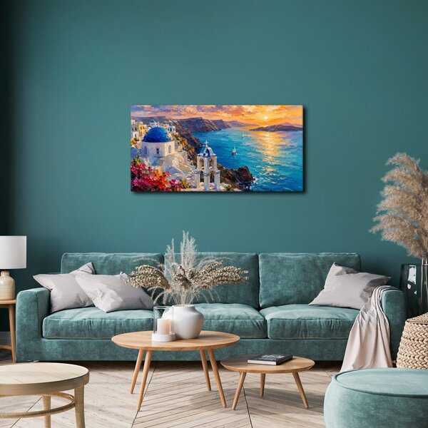 Quadro su tela – Cupole blu sul mare