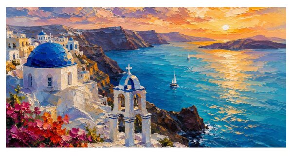 Quadro su tela – Cupole blu sul mare