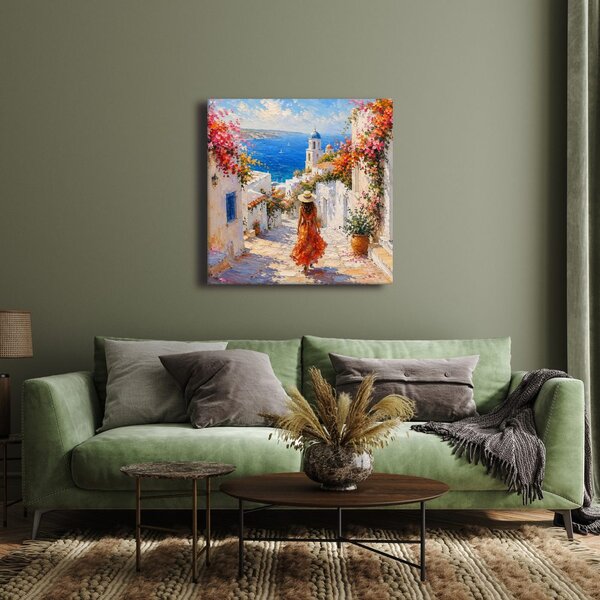 Quadro su tela – Villaggio mediterraneo in fiore