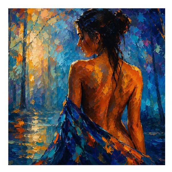 Quadro su tela – Ragazza solitaria vicino all’acqua
