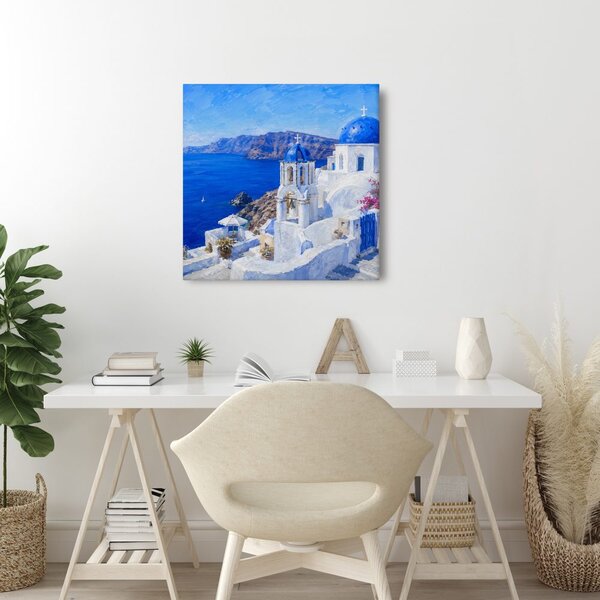 Quadro su tela – Case bianche sul mare