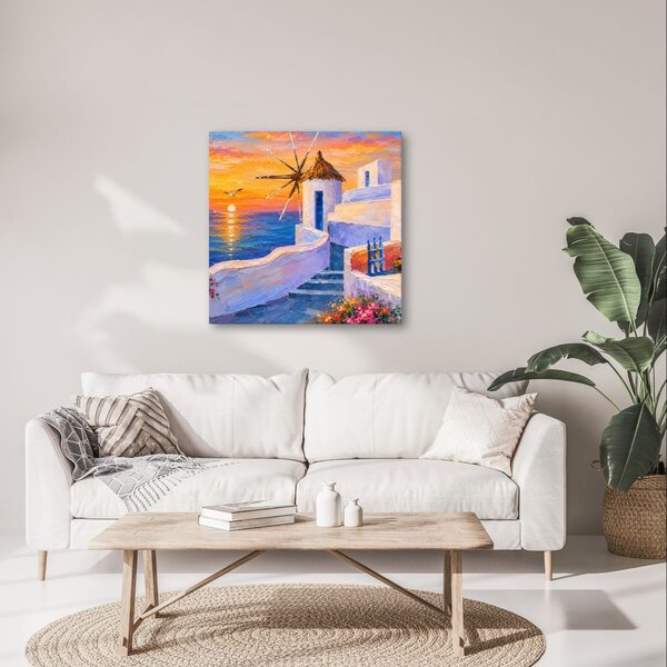 Quadro su tela – Case bianche sul mare