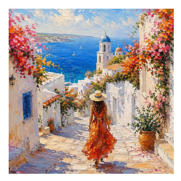 Quadro su tela – Villaggio mediterraneo in fiore