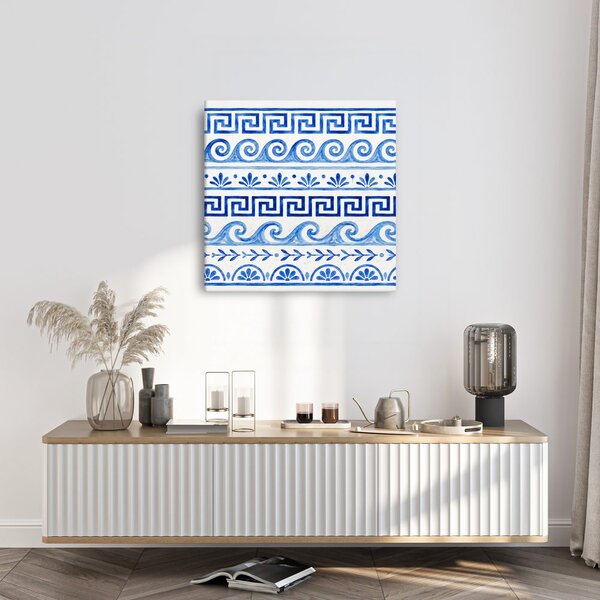 Quadro su tela – Onde e meandro in ceramica