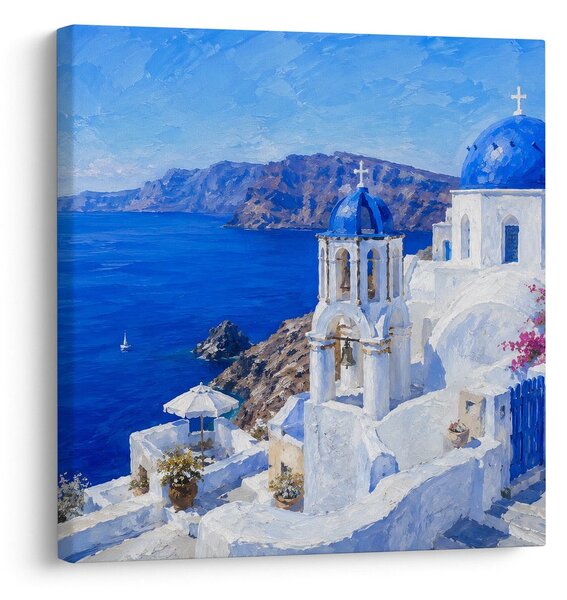 Quadro su tela – Case bianche sul mare